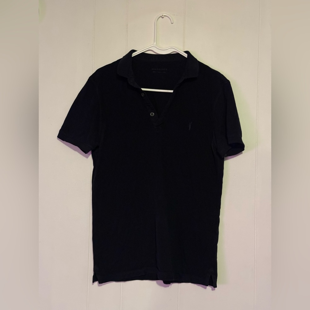 All Saints Black Polo Shirt